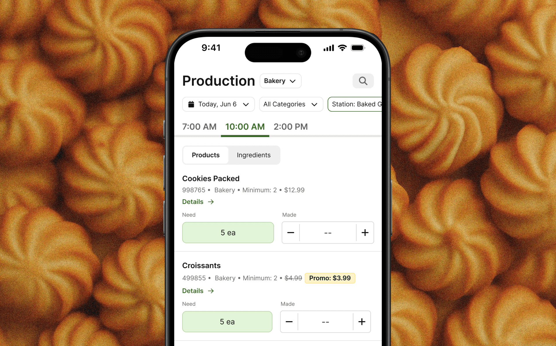 Production planning app on iPhone